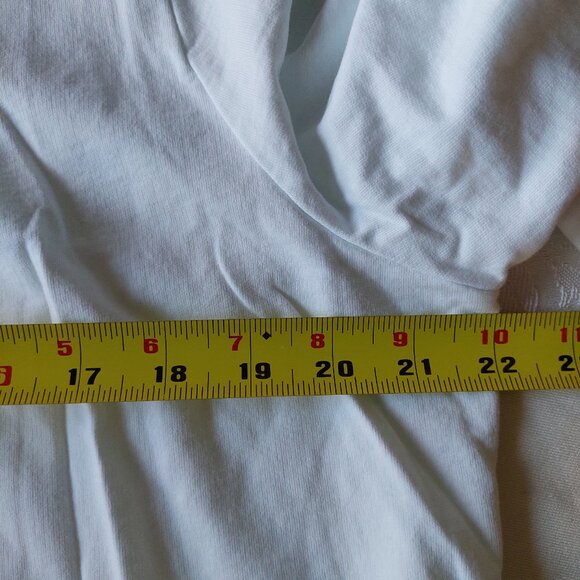 Calvin Klein White Long Sleeve Top Lace V-neck Insert & Sheer Layered Hem Sz XL - Picture 6 of 10